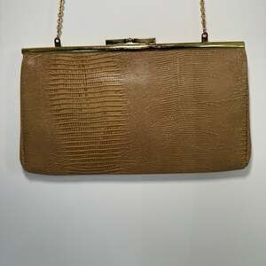 Vintage Etra Leather Lift Clasp Clutch with Chain Bag
